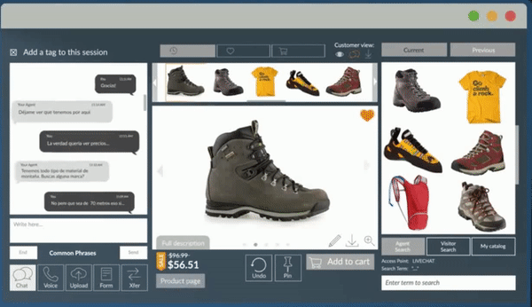 Covisor livechat showing boots for ecommerce