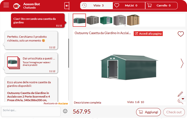 Aosom chat: esempio di conversational commerce